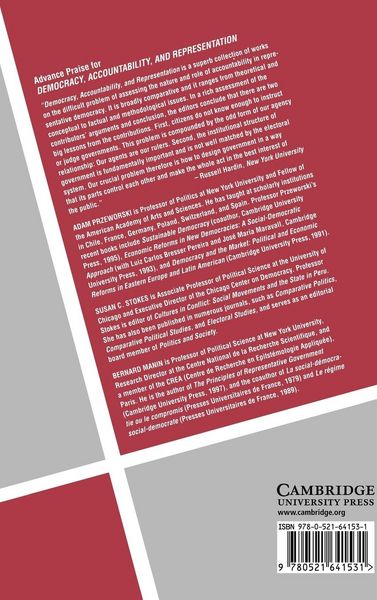Produktbild: Democracy, Accountability, and Representation