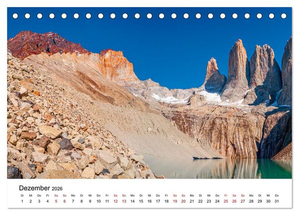 Produktbild: Patagonien, Torres del Paine Nationalpark: Am Rand der Welt (Tischkalender 2026 DIN A5 quer), CALVENDO Monatskalender