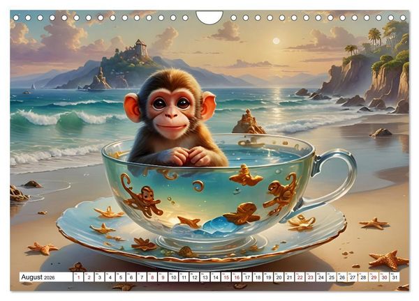 Produktbild: Tierische Tee-Parade (Wandkalender 2026 DIN A4 quer), CALVENDO Monatskalender