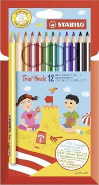 STABILO Dreikant-Buntstift - Trio dick - 12er Pack - mit 12 verschiedenen Farben