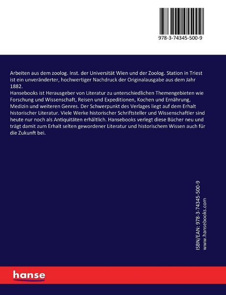 Produktbild: Arbeiten aus dem zoolog. Inst. der Universit&auml;t Wien und der Zoolog. Station in Triest