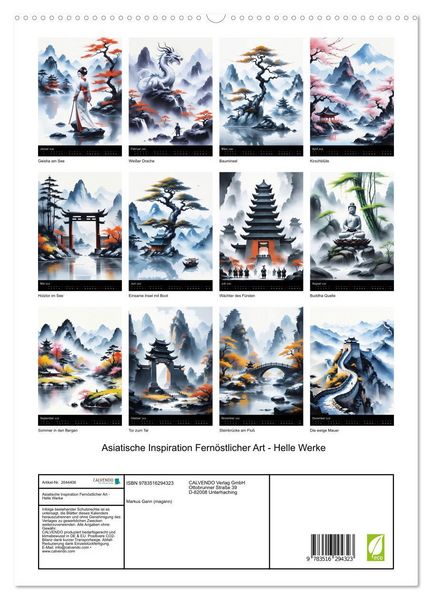 Produktbild: Asiatische Inspiration Fern&ouml;stlicher Art - Helle Werke (hochwertiger Premium Wandkalender 2026 DIN A2 hoch), Kunstdruck in Hochglanz