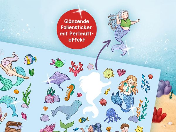 Produktbild: Mein schillerndes Stickerheft &ndash; Im Reich der Meerjungfrauen
