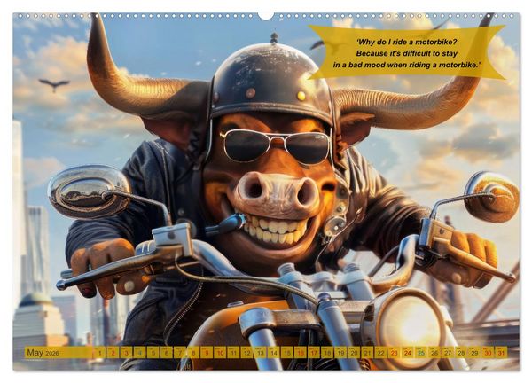 Produktbild: Funny animals as motorbike riders (Wall Calendar 2026 DIN A2 landscape), CALVENDO 12 Month Wall Calendar
