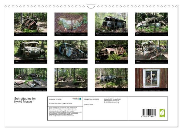 Produktbild: Schrottautos im Kyrk&ouml; Mosse (Wandkalender 2026 DIN A3 quer), CALVENDO Monatskalender
