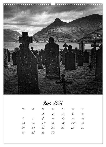 Produktbild: Schottland Monochrom (Wandkalender 2026 DIN A2 hoch), CALVENDO Monatskalender