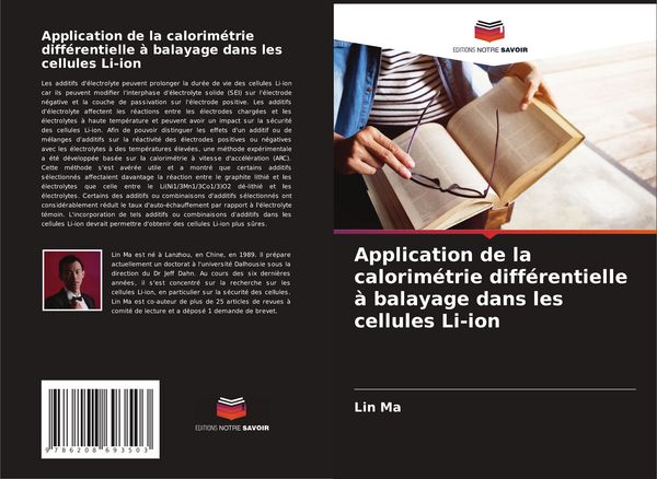 Produktbild: Application de la calorim&eacute;trie diff&eacute;rentielle &agrave; balayage dans les cellules Li-ion