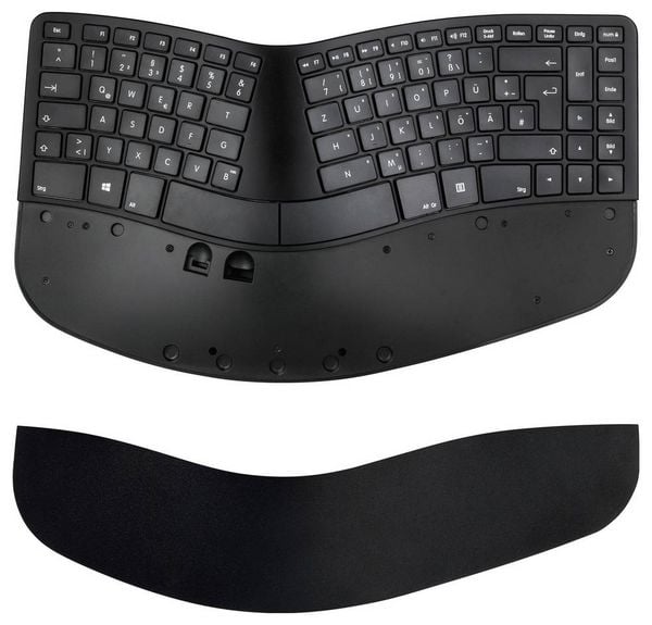 Produktbild: Matias FK413PCD-DE Sculpted Ergonomic Rechargeable Keyboard Kabellos Tastatur Deutsch, QWERTZ Schwarz Ergonomisch