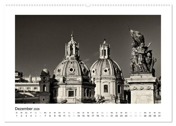 Produktbild: Rom in schwarz - weiss (Wandkalender 2026 DIN A2 quer), CALVENDO Monatskalender
