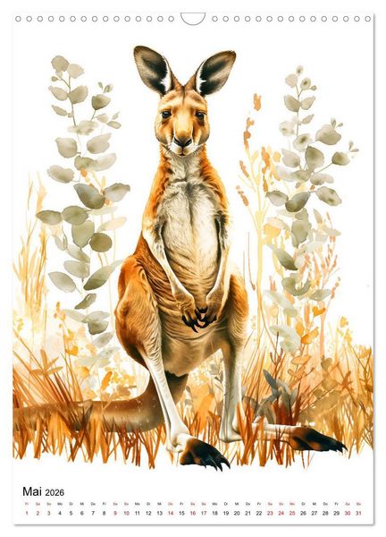 Produktbild: Australiens Tiere - Illustriert in Wasserfarben (Wandkalender 2026 DIN A3 hoch), CALVENDO Monatskalender