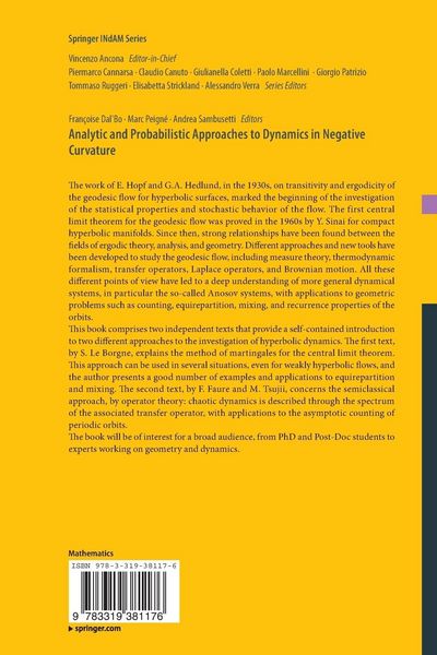 Produktbild: Analytic and Probabilistic Approaches to Dynamics in Negative Curvature
