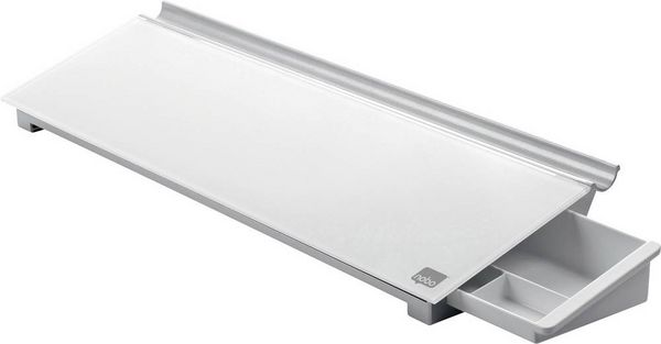 Produktbild: nobo Glas-Notizboard Diamond Glass Memo Desktop (B x H) 458 mm x 60 mm Brillant-Wei&szlig; Inkl. Ablageschale, Inkl. Boardmarker