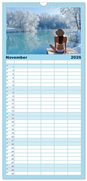 Produktbild: Familienplaner 2026 - Eisbaden mit 5 Spalten (Wandkalender, 21 x 45 cm) CALVENDO