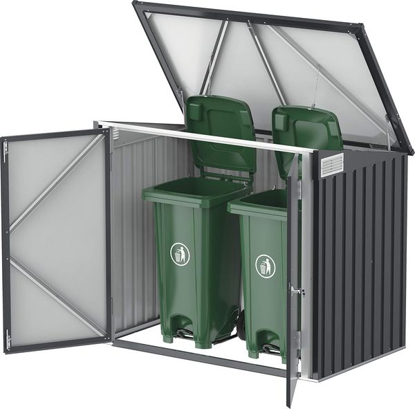 Produktbild: Metall M&uuml;lltonnenbox Schloss 2x 240 l abschlie&szlig;bar