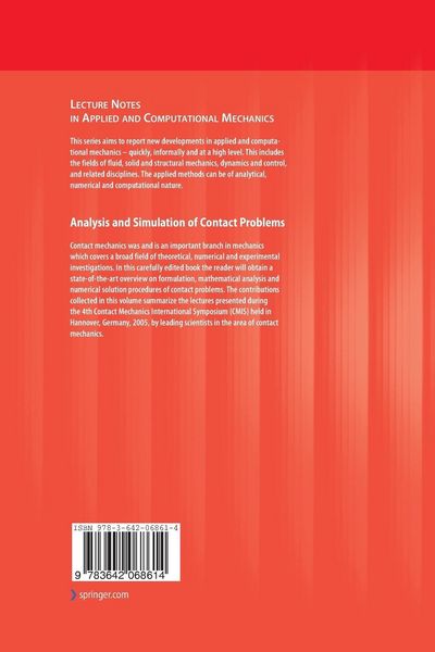 Produktbild: Analysis and Simulation of Contact Problems