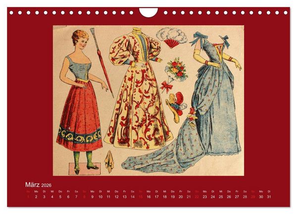 Produktbild: Alte europ&auml;ische Ankleidepuppen aus Papier (Wandkalender 2026 DIN A4 quer), CALVENDO Monatskalender