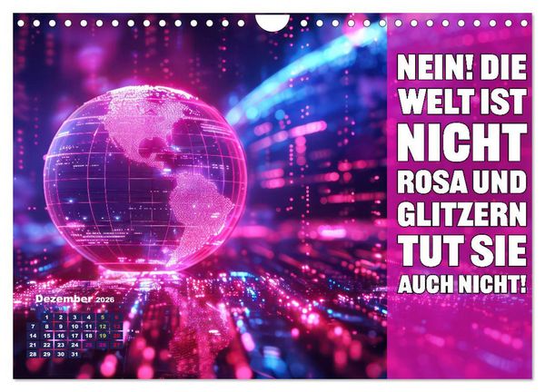 Produktbild: Lieblingsfarbe Rosa - mit coolen Spr&uuml;chen (Wandkalender 2026 DIN A4 quer), CALVENDO Monatskalender
