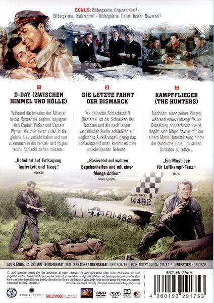 Produktbild: Die Besten Kriegsfilm-Klassiker (D-Day &ndash; The Sixth of June, Sink the Bismarck, The Hunters) [3 DVDs]