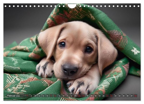 Produktbild: Welpen im Kuschelmodus - Herzerw&auml;rmende kleine Labrador Retriever (Wandkalender 2026 DIN A4 quer), CALVENDO Monatskalender