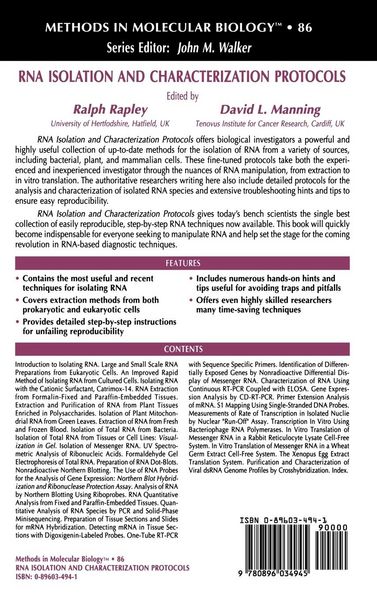 Produktbild: RNA Isolation and Characterization Protocols