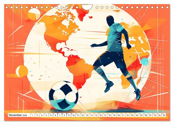 Produktbild: Magie des Fussballs - Illustrierte Emotionen auf dem Rasen (Wandkalender 2026 DIN A4 quer), CALVENDO Monatskalender