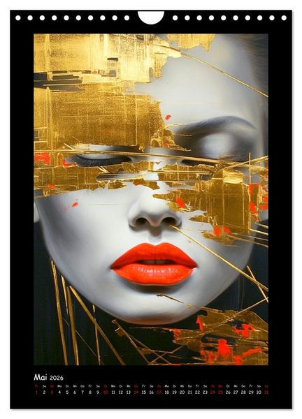 Produktbild: Goldene Portraits. Fusion von Kunst und &Auml;sthetik (Wandkalender 2026 DIN A4 hoch), CALVENDO Monatskalender