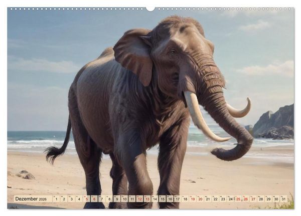 Produktbild: Riesen der Eiszeit &ndash; Ein Jahr voller Mammut Momente (hochwertiger Premium Wandkalender 2026 DIN A2 quer), Kunstdruck in Hochglanz