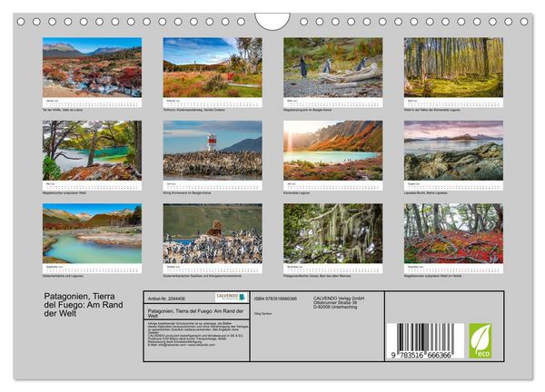 Produktbild: Patagonien, Tierra del Fuego: Am Rand der Welt (Wandkalender 2026 DIN A4 quer), CALVENDO Monatskalender