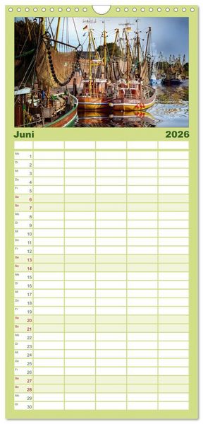 Produktbild: Familienplaner 2026 - Ostfriesland, die alten H&auml;fen - Greetsiel, Neuharlingersiel, Carolinensiel mit 5 Spalten (Wandkalender, 21 x 45 cm) CALVENDO