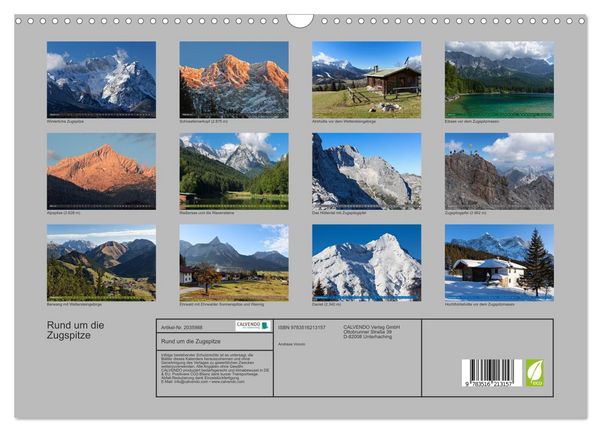 Produktbild: Rund um die Zugspitze (Wandkalender 2026 DIN A3 quer), CALVENDO Monatskalender