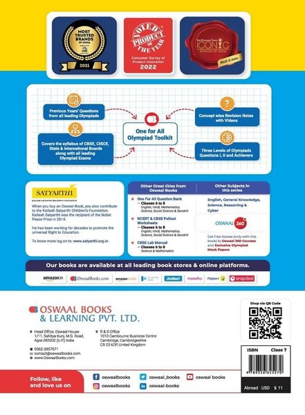 Produktbild: Oswaal One For All Olympiad Previous Years' Solved Papers, Class-7 Cyber Book (For 2023 Exam)