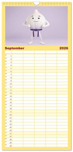 Produktbild: Familienplaner 2026 - Esse ich nicht! Der freche Kinderkalender mit Obst & Gem&uuml;se mit 5 Spalten (Wandkalender, 21 x 45 cm) CALVENDO
