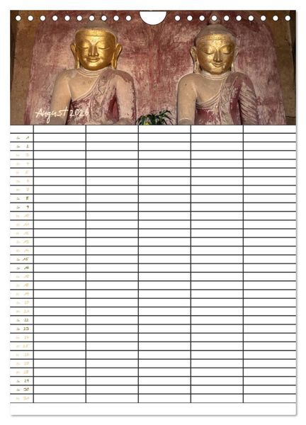 Produktbild: Goldenes Myanmar - Familienkalender 2026 (Wandkalender 2026 DIN A4 hoch), CALVENDO Monatskalender