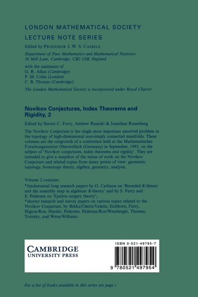 Produktbild: Novikov Conjectures, Index Theorems, and Rigidity