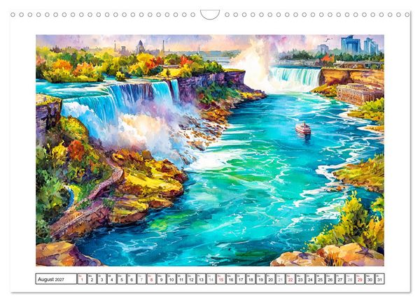 Produktbild: Kanada in Farben. Aquarelle zwischen Skyline und Wildnis (Wandkalender 2027 DIN A3 quer), CALVENDO Monatskalender