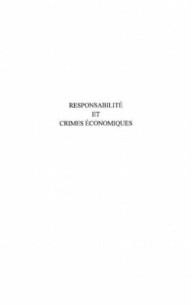 Produktbild: Responsabilite et crimes economiques