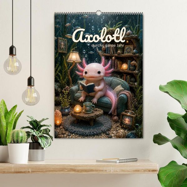 Produktbild: Axolotl durchs ganze Jahr (Wandkalender 2027 DIN A2 hoch), CALVENDO Monatskalender
