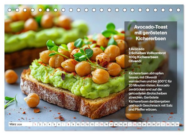 Produktbild: Veganes Soulfood - Leichte vegan Rezepte f&uuml;r jeden Monat (Tischkalender 2026 DIN A5 quer), CALVENDO Monatskalender