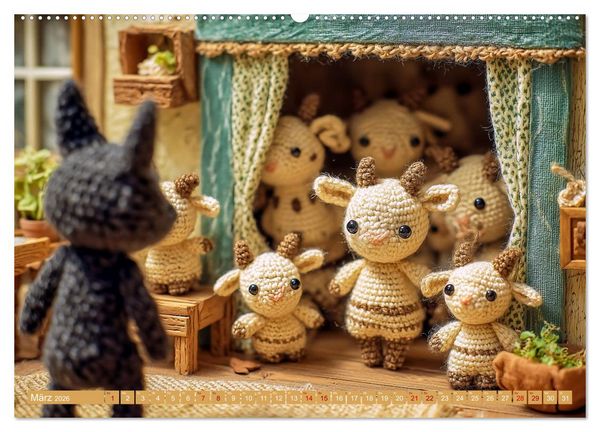 Produktbild: Amigurumi M&auml;rchenstunde nach den Gebr&uuml;dern Grimm (Wandkalender 2026 DIN A2 quer), CALVENDO Monatskalender