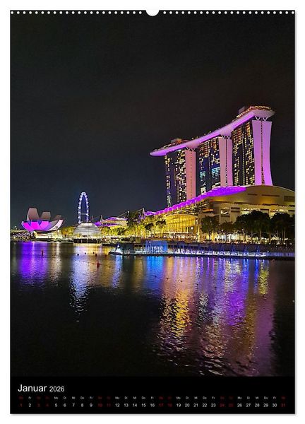 Produktbild: Singapur - Faszinierende Lichterwelt Marina Bay (Wandkalender 2026 DIN A2 hoch), CALVENDO Monatskalender