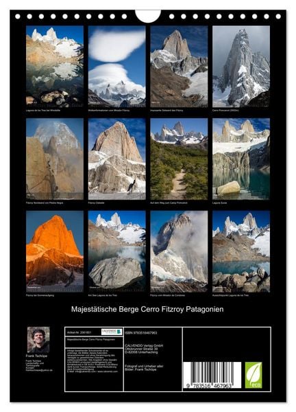 Produktbild: Majest&auml;tische Berge Cerro Fitzroy Patagonien (Wandkalender 2026 DIN A4 hoch), CALVENDO Monatskalender