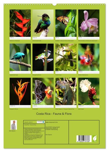 Produktbild: Costa Rica - Fauna & Flora (hochwertiger Premium Wandkalender 2026 DIN A2 hoch), Kunstdruck in Hochglanz