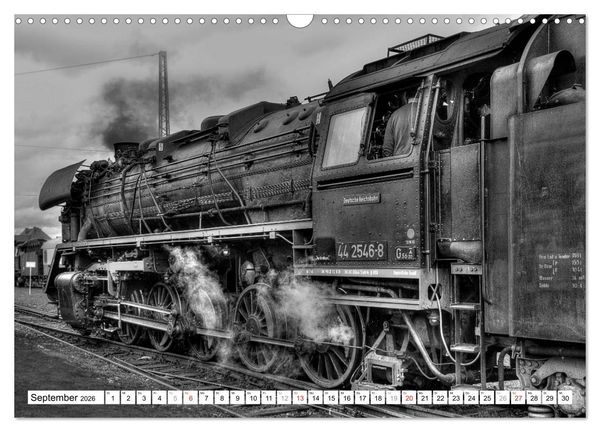 Produktbild: Unter Dampf - Eisenbahnromantik in schwarz-wei&szlig; (Wandkalender 2026 DIN A3 quer), CALVENDO Monatskalender
