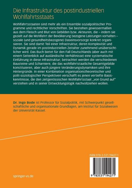 Produktbild: Die Infrastruktur des postindustriellen Wohlfahrtsstaats