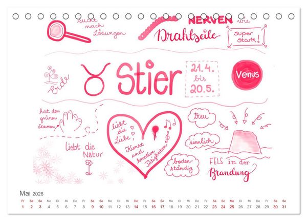 Produktbild: Sternzeichen-Kalender (Tischkalender 2026 DIN A5 quer), CALVENDO Monatskalender