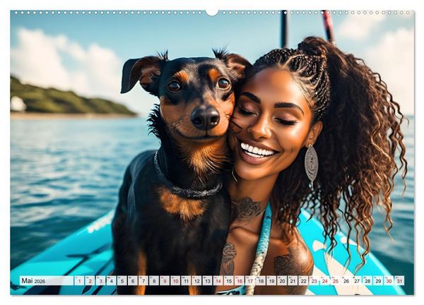 Produktbild: Bellen in den Wellen - Badespa&szlig; mit Hund (Wandkalender 2026 DIN A2 quer), CALVENDO Monatskalender