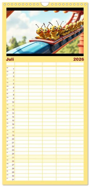 Produktbild: Familienplaner 2026 - Raupen-Rabatz - Ein Jahr voller Krabbelspa&szlig; mit 5 Spalten (Wandkalender, 21 x 45 cm) CALVENDO
