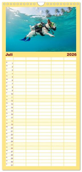 Produktbild: Familienplaner 2026 - Jack Russel Active mit 5 Spalten (Wandkalender, 21 x 45 cm) CALVENDO