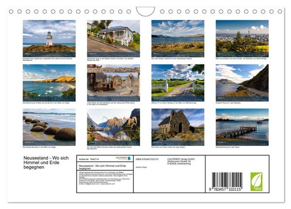 Produktbild: Neuseeland - Wo sich Himmel und Erde begegnen (Wandkalender 2026 DIN A4 quer), CALVENDO Monatskalender