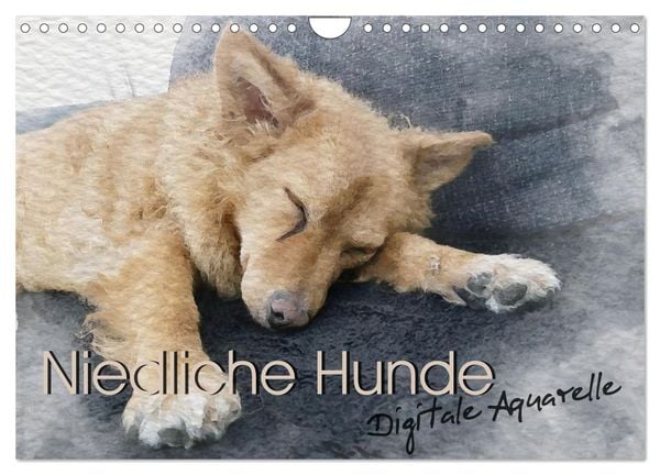 Niedliche Hunde - Digitale Aquarelle (Wandkalender 2025 DIN A4 quer), CALVENDO Monatskalender